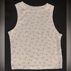 Blue Floral Hollister Crop Tank Top
